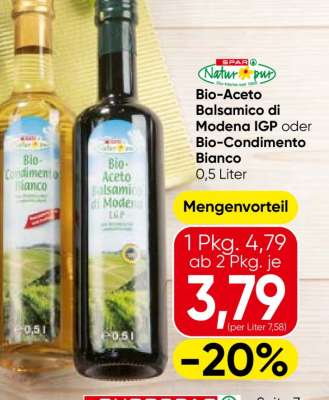 Bio-Aceto Balsamico di Modena IGP oder Bio-Condimento Bianco