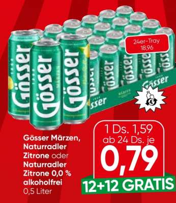 Gösser Märzen, Naturradler Zitrone oder Naturradler Zitrone 0,0% alkoholfrei