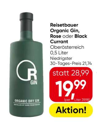 Reisetbauer Organic Gin, Rose oder Black Currant
