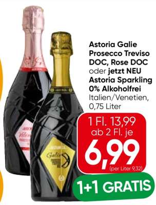 Astoria Galie Prosecco Treviso DOC, Rose DOC oder jetzt NEU Astoria Sparkling 0% Alkoholfrei