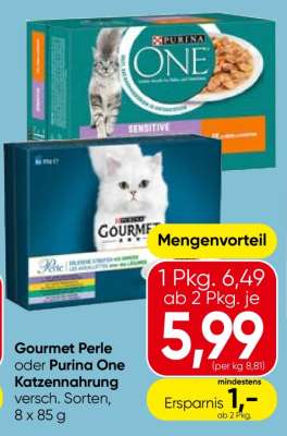 Gourmet Perle oder Purina One Katzennahrung