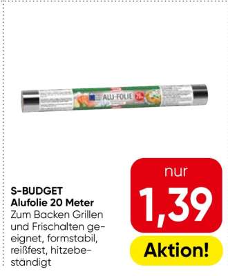 S-BUDGET Alufolie 20 Meter