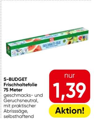 S-BUDGET Frischhaltefolie 75 Meter