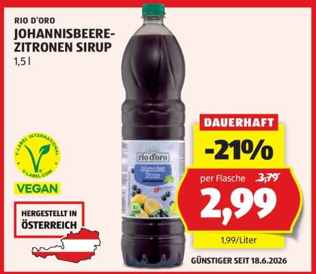 RIO D'ORO JOHANNISBEERE-ZITRONEN SIRUP