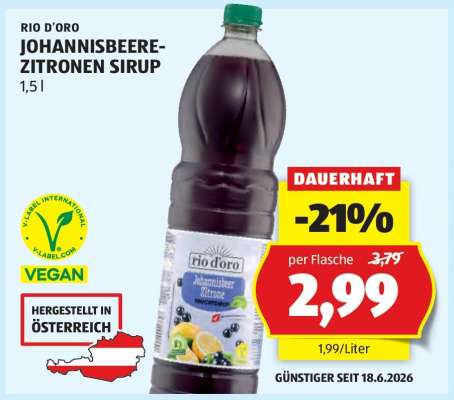 RIO D'ORO JOHANNISBEERE-ZITRONEN SIRUP