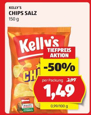 KELLY'S CHIPS SALZ