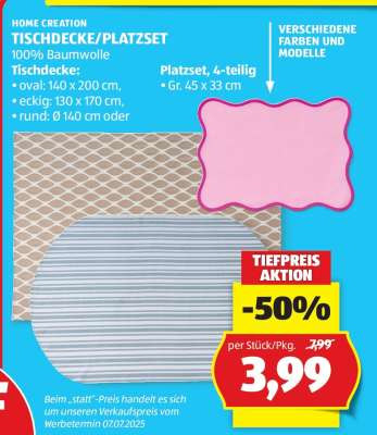 TISCHDECKE/PLATZSET