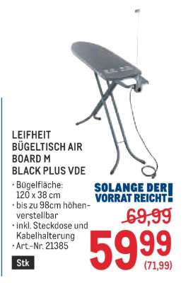 LEIFHEIT BÜGELTISCH AIR BOARD M BLACK PLUS VDE