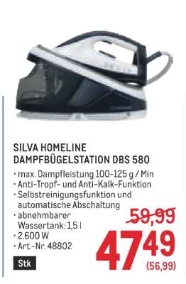 SILVA HOMELINE DAMPFBÜGELSTATION DBS 580