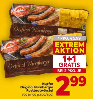 Kupfer Original Nürnberger Rostbratwürstel