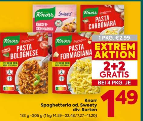Knorr Spaghetteria od. Sweety div. Sorten