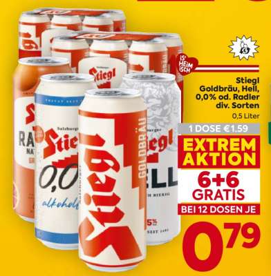 Stiegl Goldbräu, Hell, 0,0% od. Radler div. Sorten