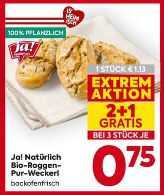 Ja! Natürlich Bio-Roggen-Pur-Weckerl