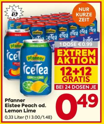 Pfanner Eistee Peach od. Lemon Lime