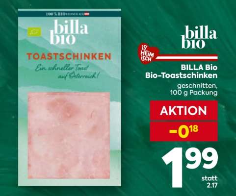 BILLA Bio Bio-Toastschinken
