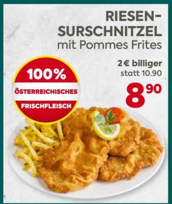 RIESENSURSCHNITZEL mit Pommes Frites