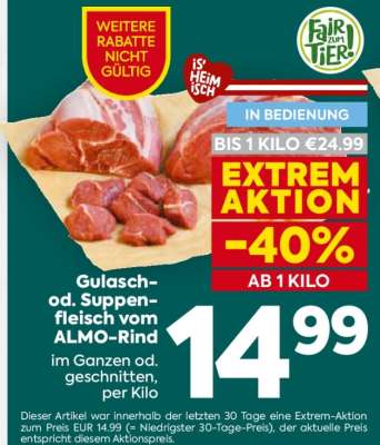 Gulasch od. Suppenfleisch vom ALMO-Rind*