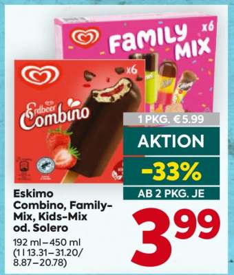 Eskimo Combino, Family Mix, Kids Mix od. Solero