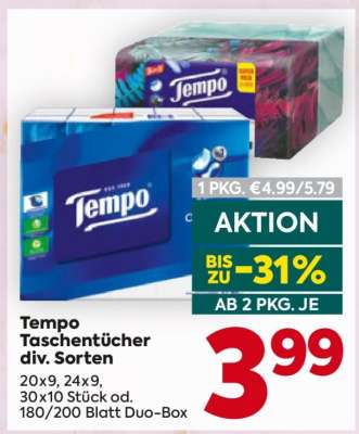 Tempo Taschentücher div. Sorten