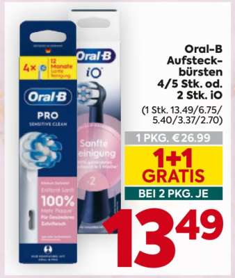 Oral-B Aufsteckbürsten 4/5 Stk. od. 2 Stk. IO
