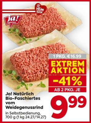 Ja! Natürlich Bio-Faschiertes vom Weidegenussrind