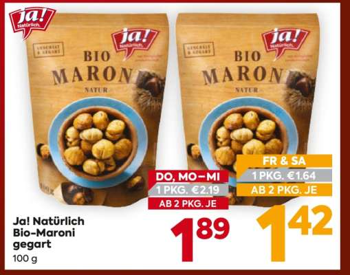 Ja! Natürlich Bio-Maroni gegart