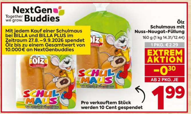 Ölz Schulmaus mit Nuss-Nougat-Füllung