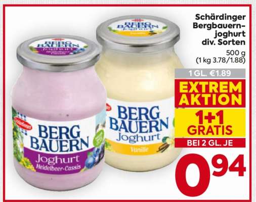 Schärdinger Bergbauernjoghurt div. Sorten