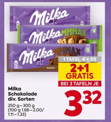 Milka Schokolade div. Sorten