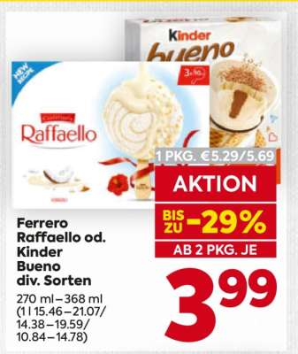 Ferrero Raffaello od. Kinder Bueno div. Sorten