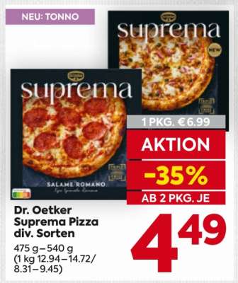 Dr. Oetker Suprema Pizza div. Sorten