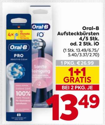 Oral-B Aufsteckbürsten 4/5 Stk. od. 2 Stk. IO