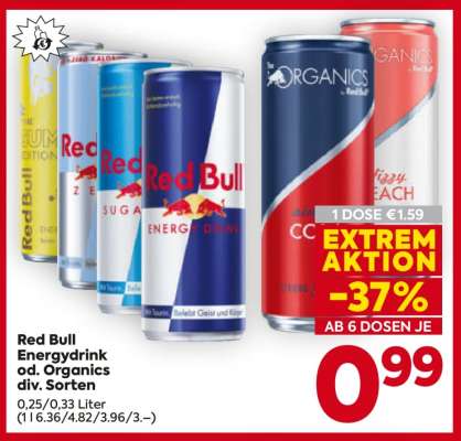 Red Bull Energydrink od. Organics div. Sorten