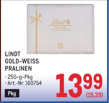 LINDT GOLD WEISS PRALINEN