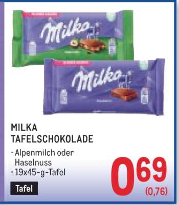 Milka Tafelschokolade
