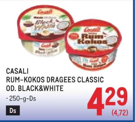 CASALI RUM-KOKOS DRAGEES CLASSIC OD. BLACK&WHITE