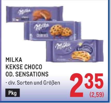 MILKA KEKSE CHOCO OD. SENSATIONS