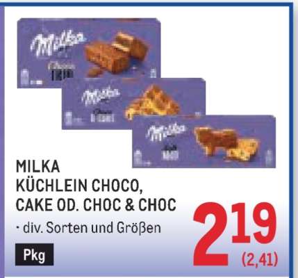 MILKA KÜCHLEIN CHOCO, CAKE OD. CHOC & CHOC