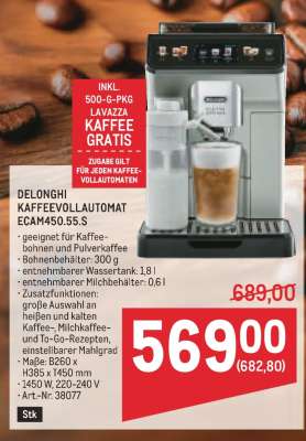 DELONGHI KAFFEEVOLLAUTOMAT ECAM450.55.S