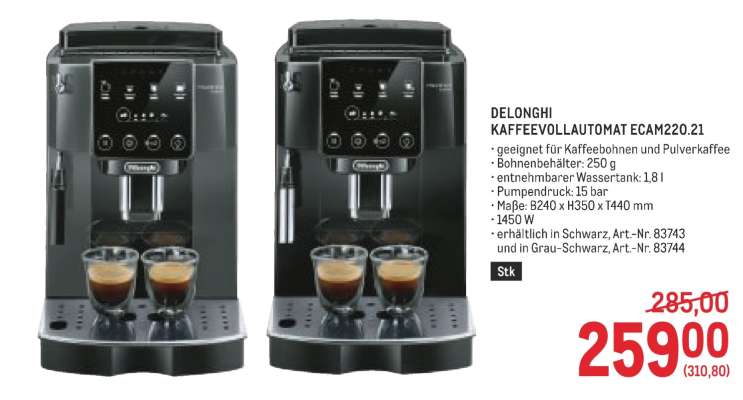 DELONGHI KAFFEEVOLLAUTOMAT ECAM220.21