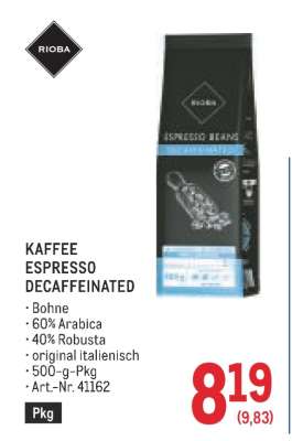Rioba Kaffee Espresso Decaffeinated