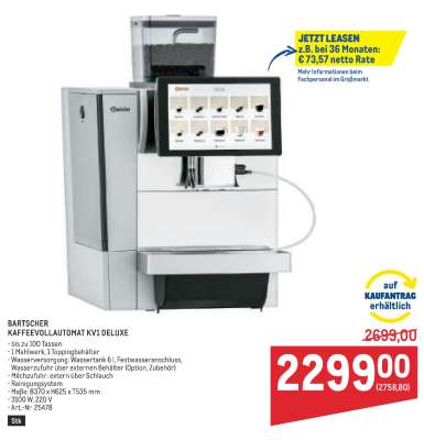 Bartscher Kaffeevollautomat KV1 Deluxe