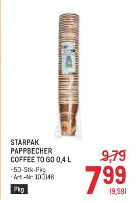 STARPAK PAPPBECHER COFFEE TO GO 0,4 L