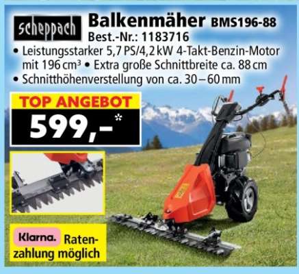 Scheppach Balkenmäher BMS196-88