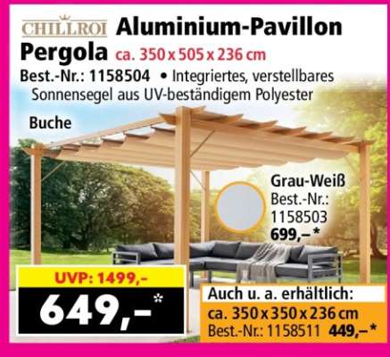 Chillroi Aluminium-Pavillon Pergola
