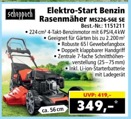 Elektro-Start Benzin-Rasenmäher MS226-56E SE