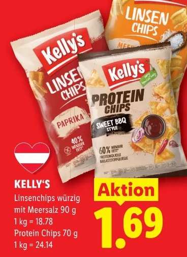KELLY'S Linsenchips würzig mit Meersalz 90 g