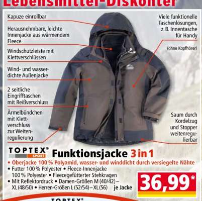 TOPTEX SPORT Funktionsjacke 3 in 1
