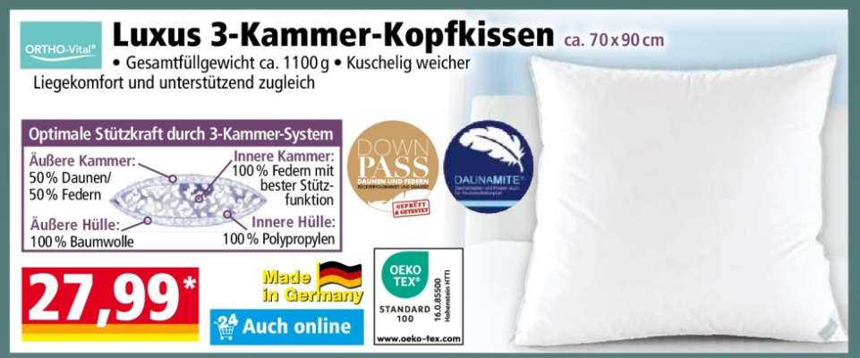 Luxus 3-Kammer-Kopfkissen