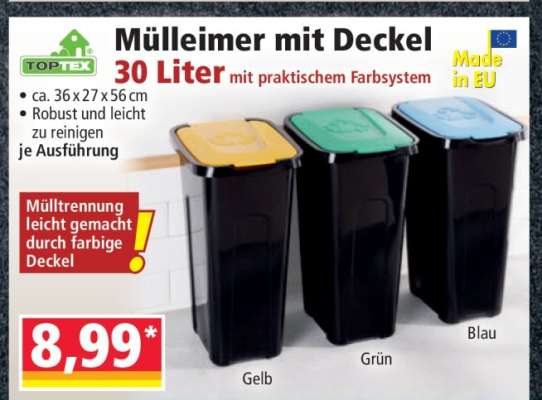 TOPTEX Mülleimer mit Deckel
